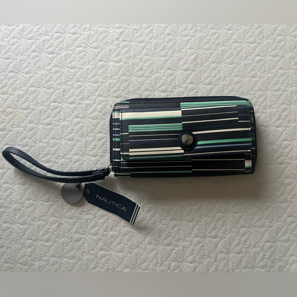 Nautica Blue Striped Wristlet Wallet